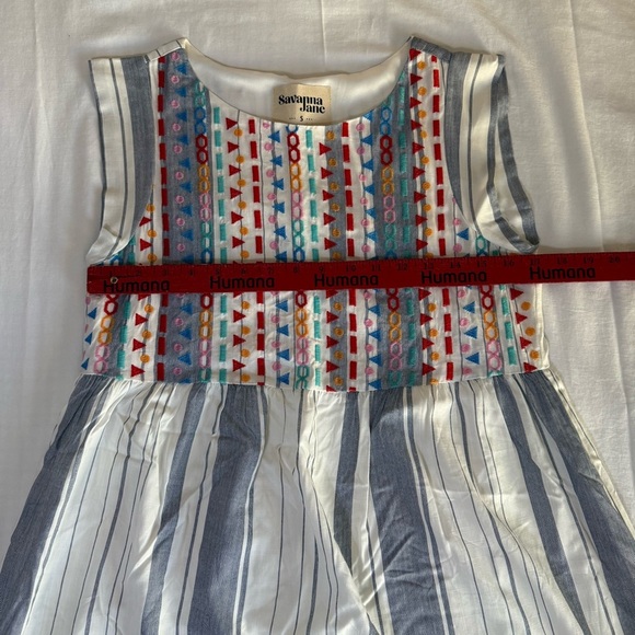 Savanna Jane Blue Multicolor Embroidered Boho Mini Dress Womens Small Sleeveless - Picture 3 of 8